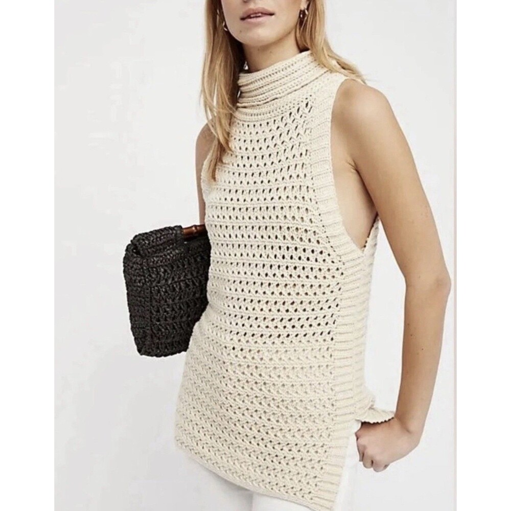 Free People Northern Lights Crochet Statement Sweater Top  XS